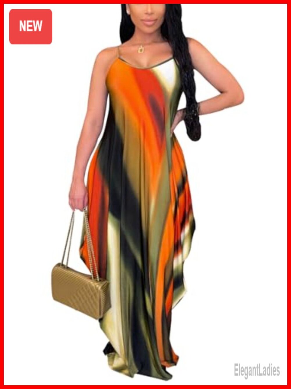 Plus Size Maxi Dress Sleeveless V-Neck Spaghetti Strap with Pockets